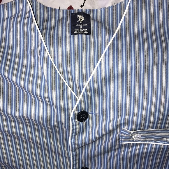 US Polo Assn small blue white and grey striped pajamas 💕 - Picture 4 of 6